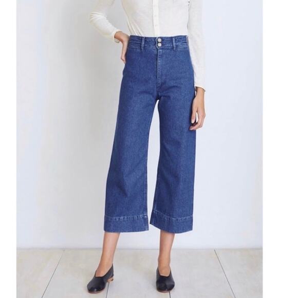 Apiece Apart Merida Wide Leg Cropped Jeans Blue Denim Size 2 DR